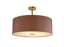DK0193  Baymont 60cm Semi Flush 1 Light Antique Brass; Taupe/Halo Gold; Frosted Diffuser